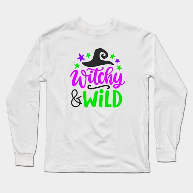 Witchy Wild Halloween Long Sleeve T-Shirt by igzine